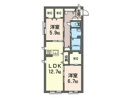 アドラブル(2LDK/1階)の間取り写真