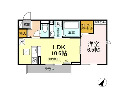 D-ROOM寺家駅前A棟  (1LDK/1階)の間取り写真