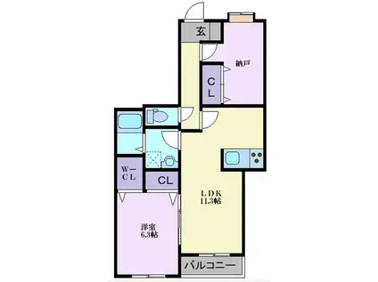 シャーメゾンスピカ(1LDK/1階)の間取り写真