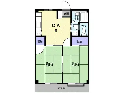 ジョイフルタウン(2DK/1階)の間取り写真