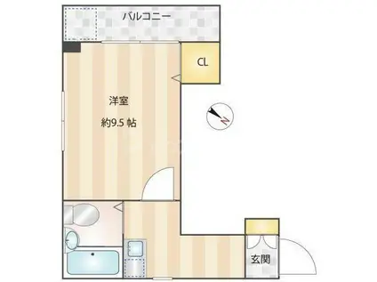 フランスコーポ(1K/1階)の間取り写真