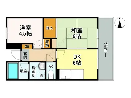 第9エルム大倉山(2DK/1階)の間取り写真