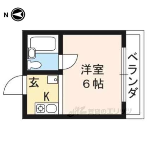 H-1フラット(1K/3階)の間取り写真