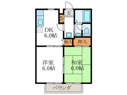 サンガーデン堂ノ上(2DK/1階)の間取り写真