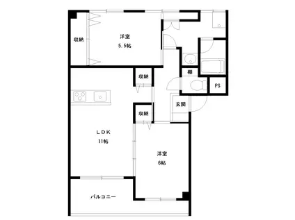居鶴コーポ(2LDK/1階)の間取り写真