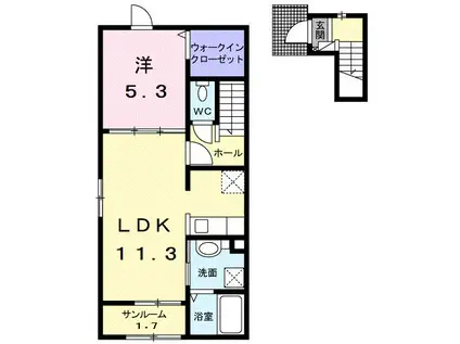 スリジェ III(1LDK/2階)の間取り写真