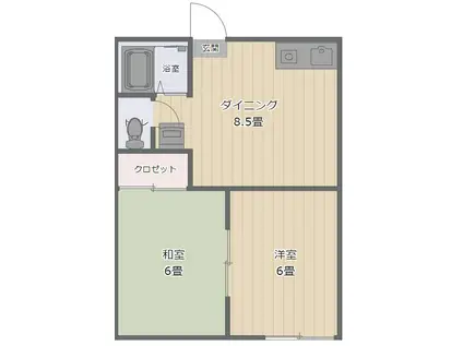 ハイム福王台B(2DK/2階)の間取り写真