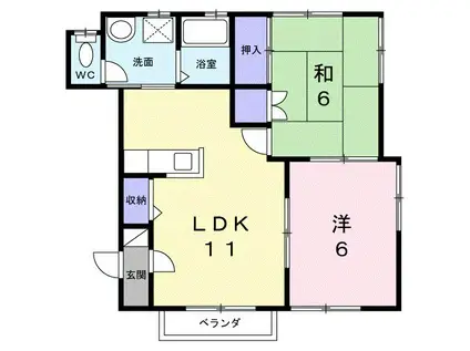 朝日ハイツII(2LDK/1階)の間取り写真