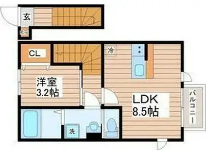 THE ROOM 南仙台駅B棟(1LDK/2階)の間取り写真