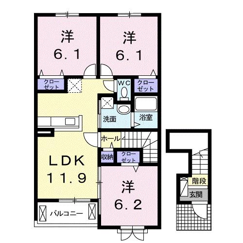 ジェルメ(3LDK/2階)の間取り写真