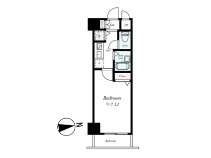 ガラステージ麻布十番(1K/9階)の間取り写真