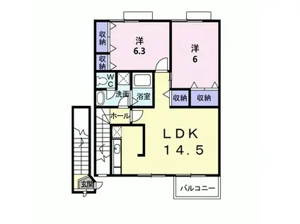 トパーズ(2LDK/2階)の間取り写真