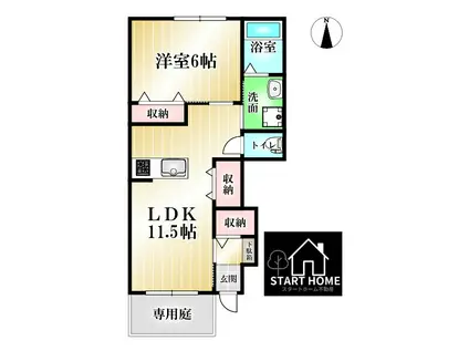 ヴィクトワール(1LDK/1階)の間取り写真