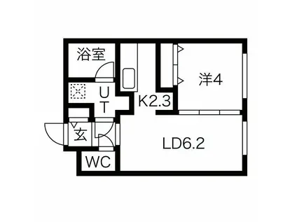 BLOSSOM西町南(1LDK/1階)の間取り写真