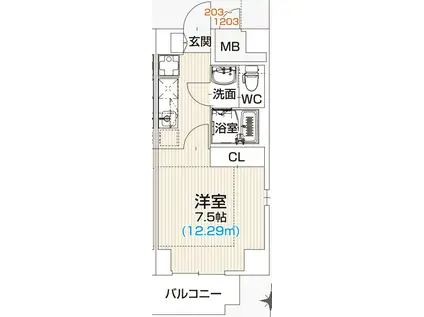 RESIDENCE RAMIA(1K/12階)の間取り写真