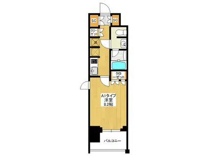 アンビックスみどりの(1K/7階)の間取り写真