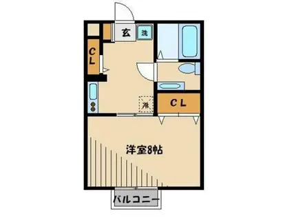 モナリエ中浦和(1K/2階)の間取り写真