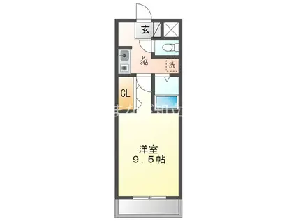 A・CITY明治本町(1K/3階)の間取り写真