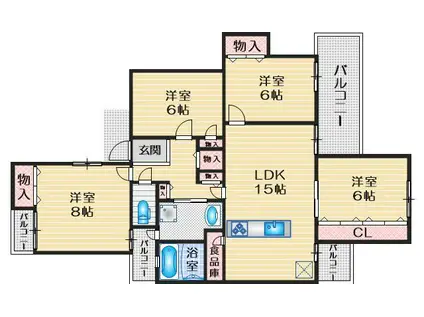 プレステージ新千里西町2号棟(4LDK/4階)の間取り写真