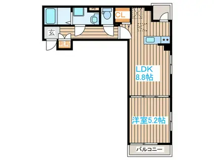 ノイエテルノB(1LDK/2階)の間取り写真