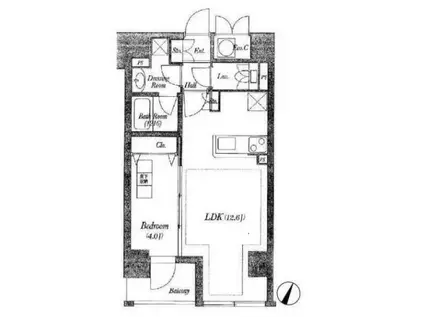 ルジェンテ・リベル日本橋濱町(1LDK/6階)の間取り写真