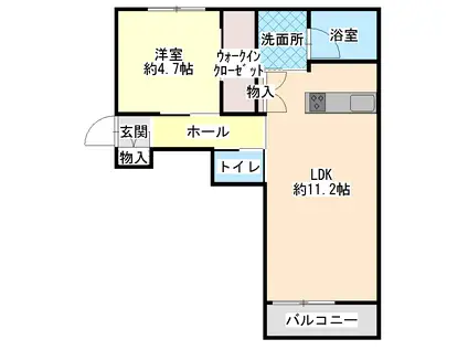 グローレI(1LDK/1階)の間取り写真