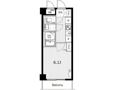 ラミアール中目黒(1K/6階)の間取り写真