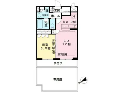 京王アンフィール国領(1LDK/1階)の間取り写真