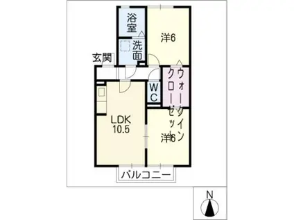 リッツハイム(2LDK/2階)の間取り写真