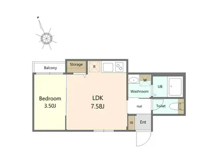 エムズコート二軒茶屋(1LDK/1階)の間取り写真