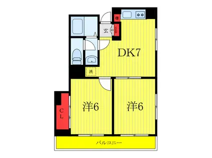 第二ルナマンション(2DK/5階)の間取り写真