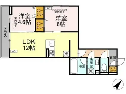 リエージュ(2LDK/2階)の間取り写真