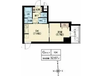 スプランディッド堀江(1DK/8階)の間取り写真