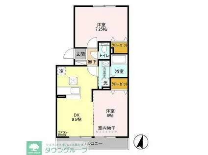 ピアニィ・レイディクス(2DK/1階)の間取り写真