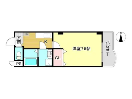 フォレスト北山(1K/3階)の間取り写真