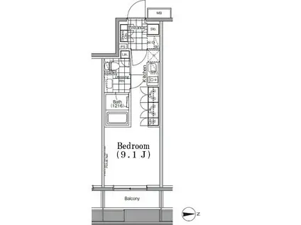 ザ・パークハビオ蔵前(ワンルーム/4階)の間取り写真