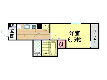 グランパシフィック桜川(1K/5階)の間取り写真