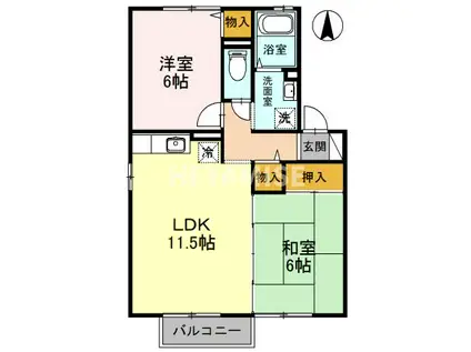リリーズ96A(2LDK/2階)の間取り写真
