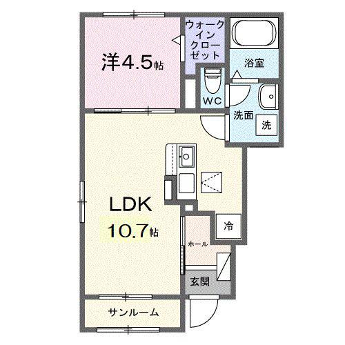 セレーネ(1LDK/1階)の間取り写真