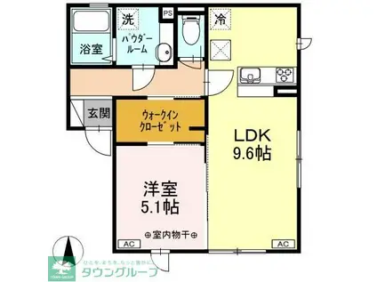 エトワール小相木(1LDK/1階)の間取り写真