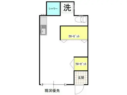 フラット(ワンルーム/2階)の間取り写真