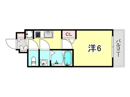 プレサンス四天王寺前夕陽ヶ丘ヴィリード(1K/5階)の間取り写真