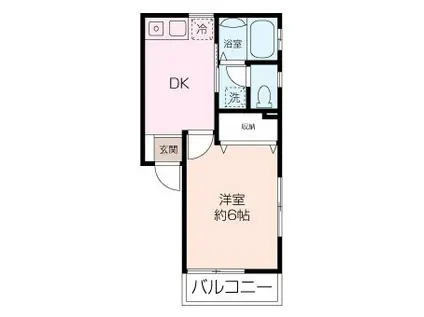 ヒルズ横浜(1DK/2階)の間取り写真