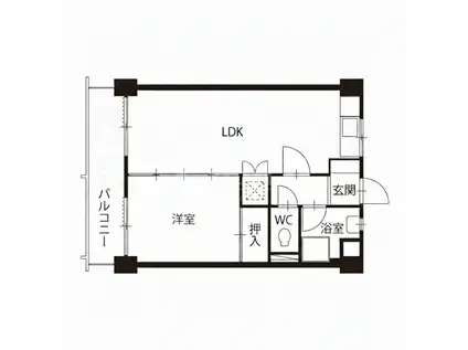 城西島塚ビル(1LDK/1階)の間取り写真