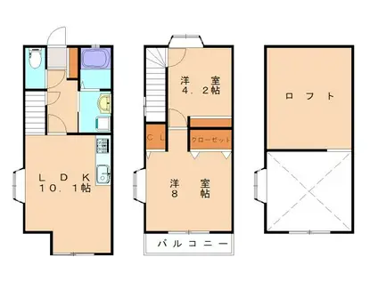 COZY PLACE 名島三の丸(2DK/1階)の間取り写真
