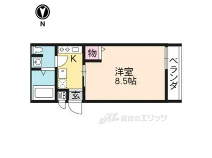 エムズ三条油小路(1K/2階)の間取り写真