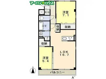 クレセント中仙道VI(2LDK/1階)の間取り写真