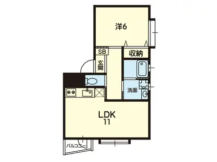 デメテル九品寺(1LDK/2階)の間取り写真