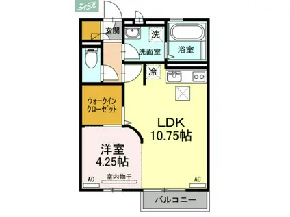 メゾン エミグラント B棟(1LDK/1階)の間取り写真