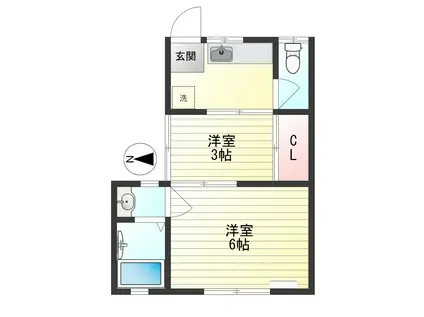 金森アパート(2K/1階)の間取り写真